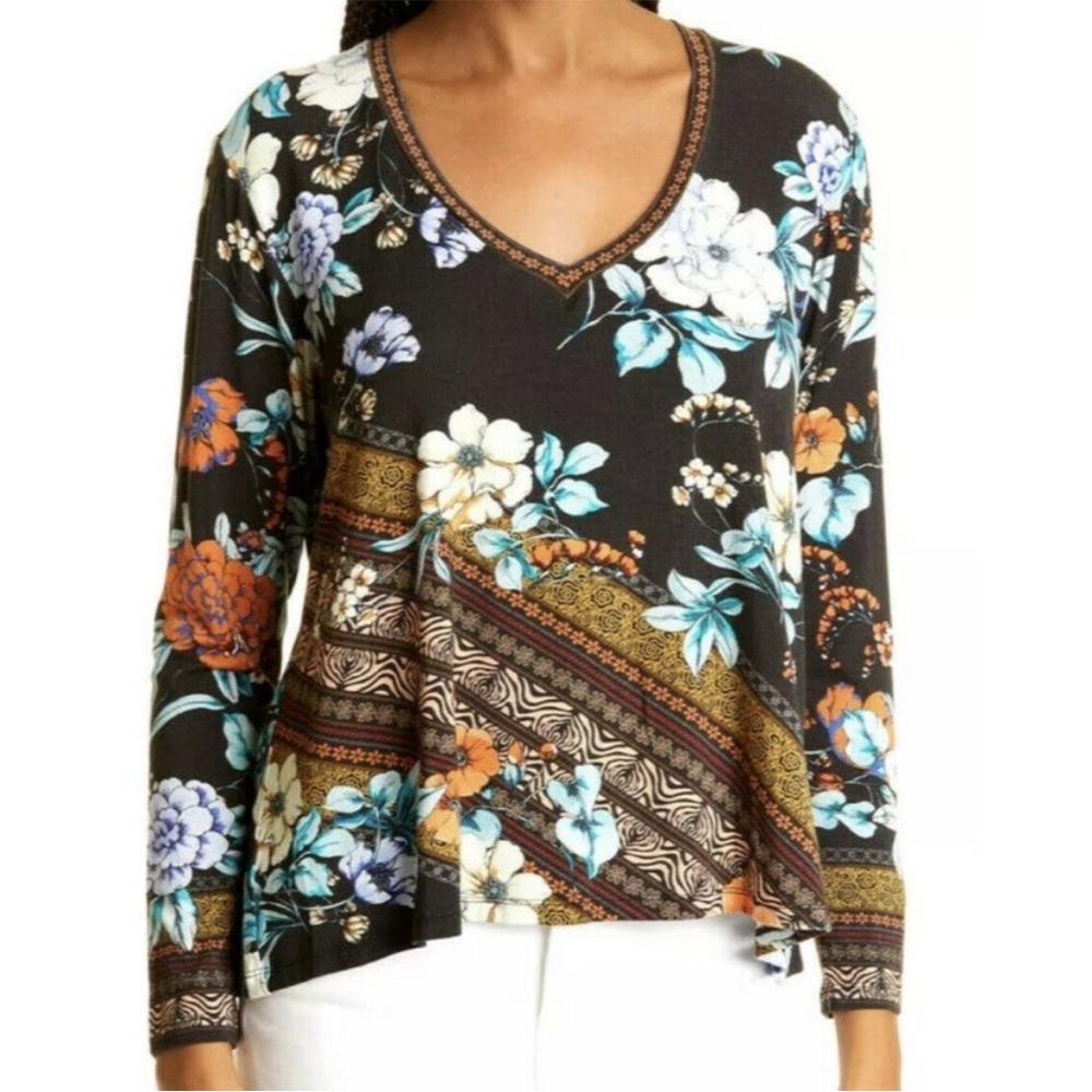 Johnny Was Janie Favorite Golden swing long sleeve floral boho Jersey tunic - Picture 3 of 7